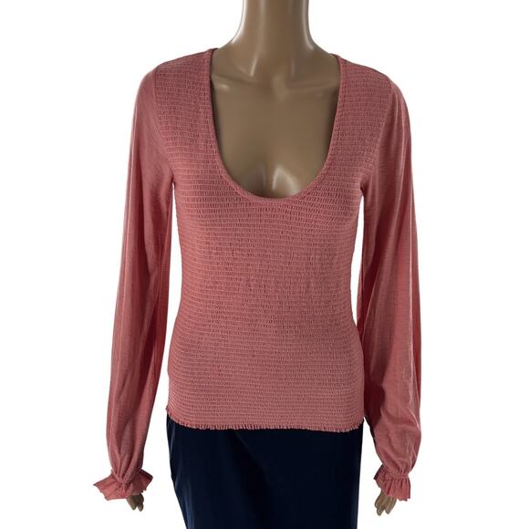 Nation LTD. Pink Bunny Smocked Long Sleeve Tee - Picture 2 of 9